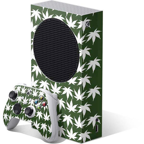 Marijuana Leaf White Pattern Xbox Series S Skins